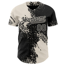 Laden Sie das Bild in den Galerie-Viewer, Custom Black-Cream Abstract Brush Stroke Authentic Baseball Jersey
