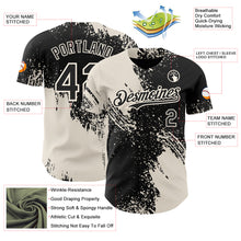 Laden Sie das Bild in den Galerie-Viewer, Custom Black-Cream Abstract Brush Stroke Authentic Baseball Jersey
