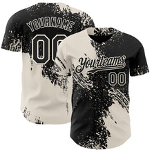 Laden Sie das Bild in den Galerie-Viewer, Custom Black-Cream Abstract Brush Stroke Authentic Baseball Jersey
