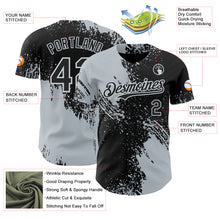 Laden Sie das Bild in den Galerie-Viewer, Custom Black-Silver Abstract Brush Stroke Authentic Baseball Jersey
