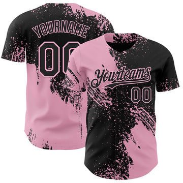 Custom Black-Light Pink Abstract Brush Stroke Authentic Baseball Jersey