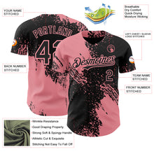 Load image into Gallery viewer, Custom Black-Medium Pink Abstract Brush Stroke Authentic Baseball Jersey
