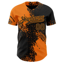 Load image into Gallery viewer, Custom Black-Bay Orange Abstract Brush Stroke Authentic Baseball Jersey
