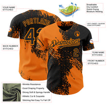 Load image into Gallery viewer, Custom Black-Bay Orange Abstract Brush Stroke Authentic Baseball Jersey
