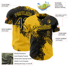 Load image into Gallery viewer, Custom Black-Yellow Abstract Brush Stroke Authentic Baseball Jersey
