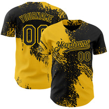 Load image into Gallery viewer, Custom Black-Yellow Abstract Brush Stroke Authentic Baseball Jersey
