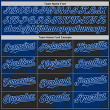 Laden Sie das Bild in den Galerie-Viewer, Custom Black US Navy Blue-Light Blue Abstract Brush Stroke Authentic Baseball Jersey
