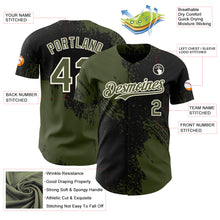 Load image into Gallery viewer, Custom Black Olive-Cream Abstract Brush Stroke Authentic Baseball Jersey
