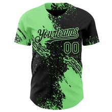 Load image into Gallery viewer, Custom Black-Pea Green Abstract Brush Stroke Authentic Baseball Jersey
