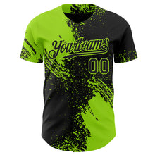 Laden Sie das Bild in den Galerie-Viewer, Custom Black-Neon Green Abstract Brush Stroke Authentic Baseball Jersey
