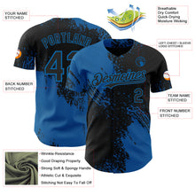 Laden Sie das Bild in den Galerie-Viewer, Custom Black-Blue Abstract Brush Stroke Authentic Baseball Jersey
