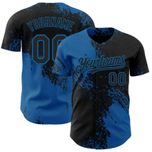 Laden Sie das Bild in den Galerie-Viewer, Custom Black-Blue Abstract Brush Stroke Authentic Baseball Jersey
