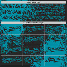 Load image into Gallery viewer, Custom Black-Teal Abstract Brush Stroke Authentic Baseball Jersey
