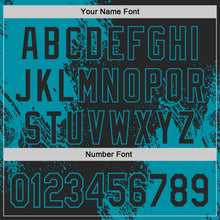 Load image into Gallery viewer, Custom Black-Teal Abstract Brush Stroke Authentic Baseball Jersey
