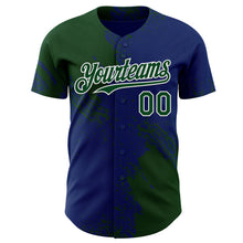 Laden Sie das Bild in den Galerie-Viewer, Custom Royal Green-White Abstract Brush Stroke Authentic Baseball Jersey

