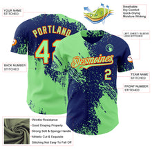Load image into Gallery viewer, Custom Royal Pea Green-Orange Abstract Brush Stroke Authentic Baseball Jersey
