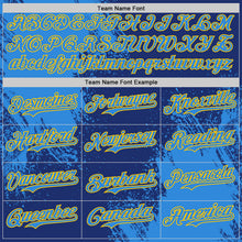 Загрузить изображение в средство просмотра галереи, Custom Royal Electric Blue-Yellow Abstract Brush Stroke Authentic Baseball Jersey
