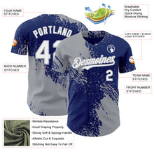 Load image into Gallery viewer, Custom Royal White-Gray Abstract Brush Stroke Authentic Baseball Jersey
