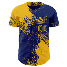 Laden Sie das Bild in den Galerie-Viewer, Custom Royal-Yellow Abstract Brush Stroke Authentic Baseball Jersey
