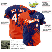 Load image into Gallery viewer, Custom Royal White-Orange Abstract Brush Stroke Authentic Baseball Jersey
