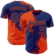 Laden Sie das Bild in den Galerie-Viewer, Custom Royal-Orange Abstract Brush Stroke Authentic Baseball Jersey

