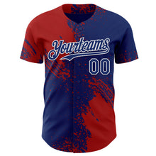 Загрузить изображение в средство просмотра галереи, Custom Royal Red-White Abstract Brush Stroke Authentic Baseball Jersey
