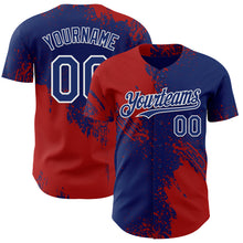 Загрузить изображение в средство просмотра галереи, Custom Royal Red-White Abstract Brush Stroke Authentic Baseball Jersey
