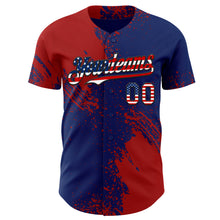 Загрузить изображение в средство просмотра галереи, Custom Royal USA Flag Red-Black Abstract Brush Stroke Authentic Baseball Jersey
