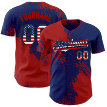 Загрузить изображение в средство просмотра галереи, Custom Royal USA Flag Red-Black Abstract Brush Stroke Authentic Baseball Jersey
