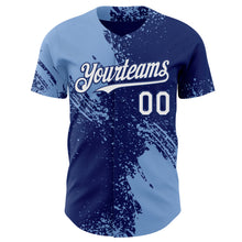 Load image into Gallery viewer, Custom Royal White-Light Blue Abstract Brush Stroke Authentic Baseball Jersey
