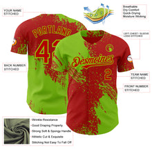 Загрузить изображение в средство просмотра галереи, Custom Red-Neon Green Abstract Brush Stroke Authentic Baseball Jersey
