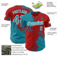 Laden Sie das Bild in den Galerie-Viewer, Custom Red Teal-White Abstract Brush Stroke Authentic Baseball Jersey
