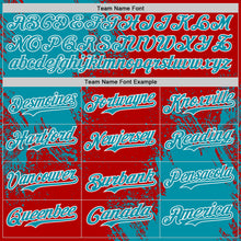 Laden Sie das Bild in den Galerie-Viewer, Custom Red Teal-White Abstract Brush Stroke Authentic Baseball Jersey
