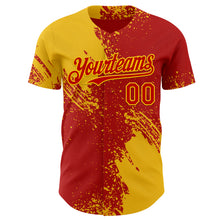 Load image into Gallery viewer, Custom Red-Yellow Abstract Brush Stroke Authentic Baseball Jersey
