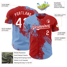 Laden Sie das Bild in den Galerie-Viewer, Custom Red White-Light Blue Abstract Brush Stroke Authentic Baseball Jersey
