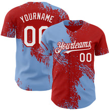 Laden Sie das Bild in den Galerie-Viewer, Custom Red White-Light Blue Abstract Brush Stroke Authentic Baseball Jersey
