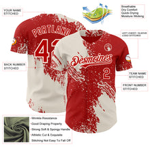 Load image into Gallery viewer, Custom Red-Cream Abstract Brush Stroke Authentic Baseball Jersey
