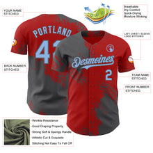 Load image into Gallery viewer, Custom Red Light Blue-Steel Gray Abstract Brush Stroke Authentic Baseball Jersey

