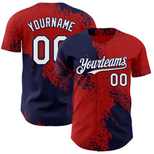 Laden Sie das Bild in den Galerie-Viewer, Custom Red White-Navy Abstract Brush Stroke Authentic Baseball Jersey
