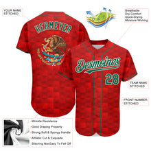 Load image into Gallery viewer, Custom Red Kelly Green-White 3D Mexico Authentic Baseball Jersey
