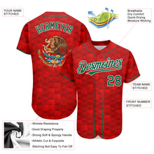Laden Sie das Bild in den Galerie-Viewer, Custom Red Kelly Green-White 3D Mexico Authentic Baseball Jersey
