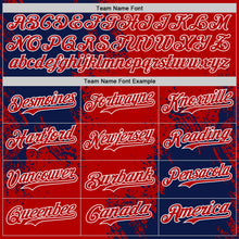 Load image into Gallery viewer, Custom Red Navy-White Abstract Brush Stroke Authentic Baseball Jersey
