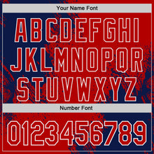 Load image into Gallery viewer, Custom Red Navy-White Abstract Brush Stroke Authentic Baseball Jersey
