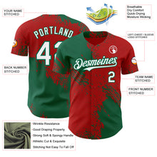 Laden Sie das Bild in den Galerie-Viewer, Custom Red White-Kelly Green Abstract Brush Stroke Authentic Baseball Jersey

