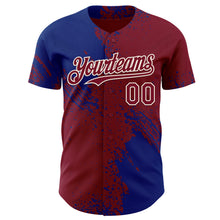 Laden Sie das Bild in den Galerie-Viewer, Custom Crimson Royal-Cream Abstract Brush Stroke Authentic Baseball Jersey
