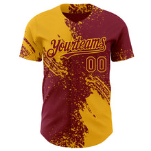 Load image into Gallery viewer, Custom Crimson-Gold Abstract Brush Stroke Authentic Baseball Jersey
