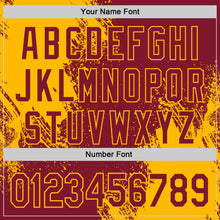 Load image into Gallery viewer, Custom Crimson-Gold Abstract Brush Stroke Authentic Baseball Jersey
