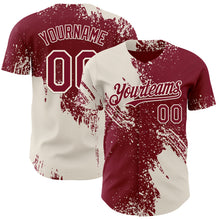 Laden Sie das Bild in den Galerie-Viewer, Custom Crimson-Cream Abstract Brush Stroke Authentic Baseball Jersey
