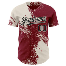 Load image into Gallery viewer, Custom Crimson Black-Cream Abstract Brush Stroke Authentic Baseball Jersey
