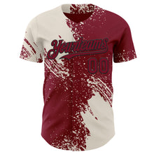 Load image into Gallery viewer, Custom Crimson Cream-Black Abstract Brush Stroke Authentic Baseball Jersey
